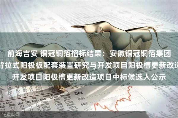前海吉安 铜冠铜箔招标结果：安徽铜冠铜箔集团股份有限公司生箔机背拉式阳极板配套装置研究与开发项目阳极槽更新改造项目中标候选人公示