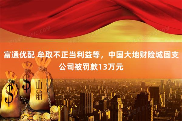 富通优配 牟取不正当利益等，中国大地财险城固支公司被罚款13万元